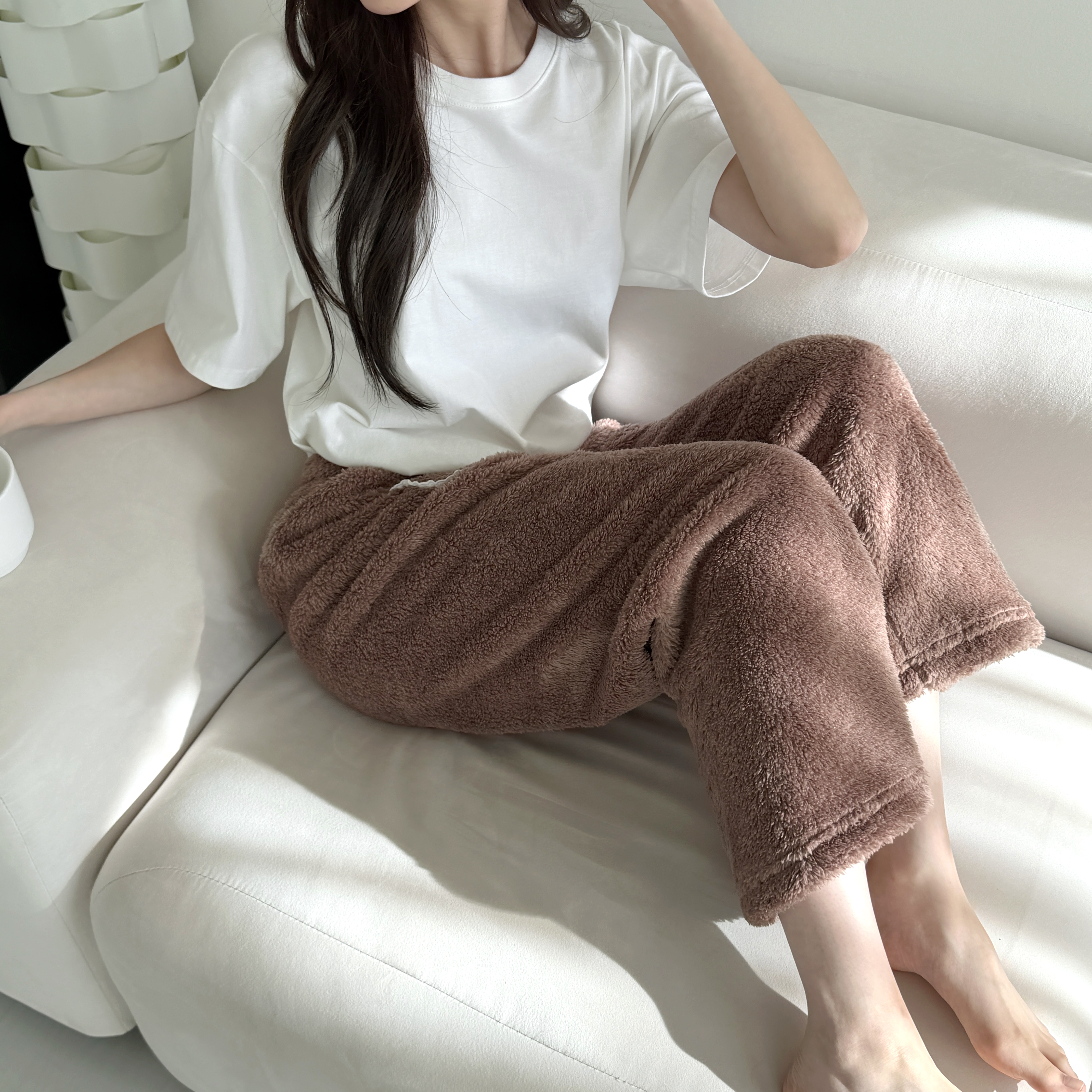 국산 여성겨울잠옷 파자마바지 양면 극세사잠옷 이미지 7