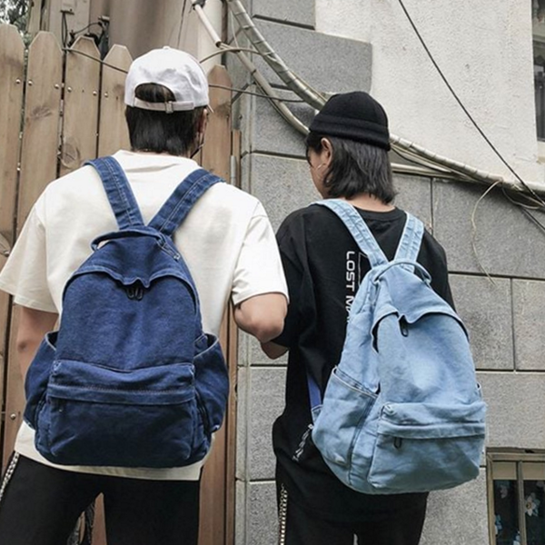 데일리 여성 데님 백팩 캠퍼스 여성 캐주얼 백팩 대학생 여행 - 메인 이미지