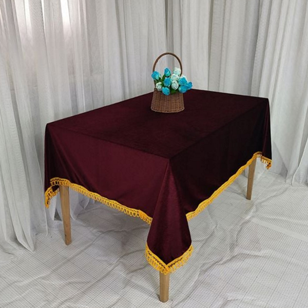 럭셔리 벨벳 테이블보 행사용 벨벳 식탁보 직사각형 커버 레드
