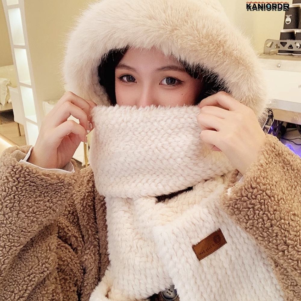 여자 겨울 머플러 후드 따뜻한 목도리 넥워머 캠핑 방한 모자 - 상품 이미지