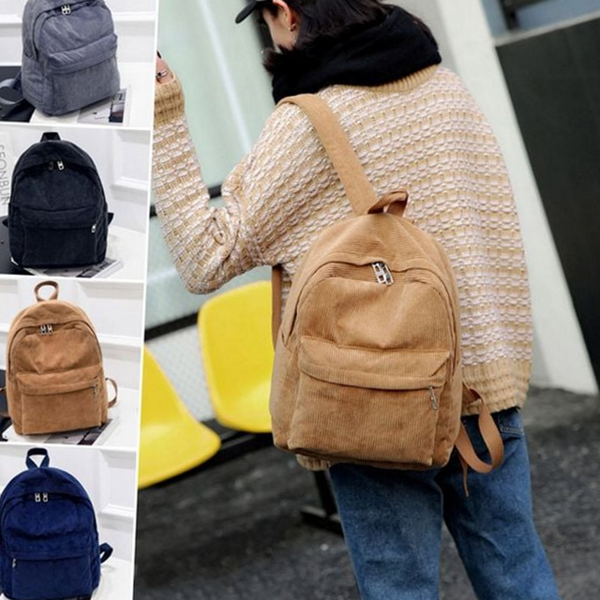 데일리 코듀로이 백팩 캐주얼 여성 코듀로이 백팩 가을 겨울 - 상품 이미지