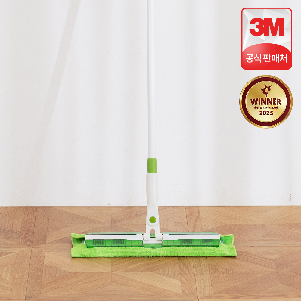 3M 스카치브라이트 클립형 막대걸레+극세사 리필2매 밀대 세트