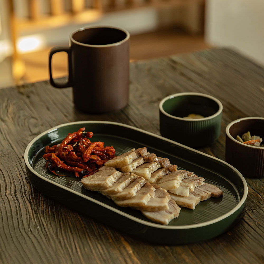 윤도자기 차곡 국산 타원접시 플레이트 디너접시 브런치 파스타 그릇 제품 이미지