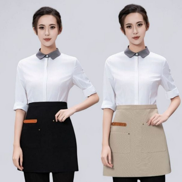 주방 방수 앞치마 쉐프 허리 앞치마 작업용 바리 투포켓 짧은