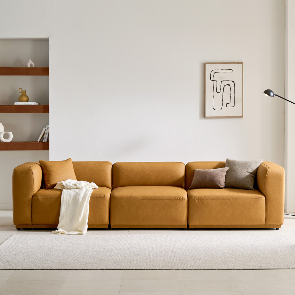 케이하우스홀드 켄지 모듈 4인 4인카우치 소파 실리콘레더 가죽 모던디자인 국내제작 소파