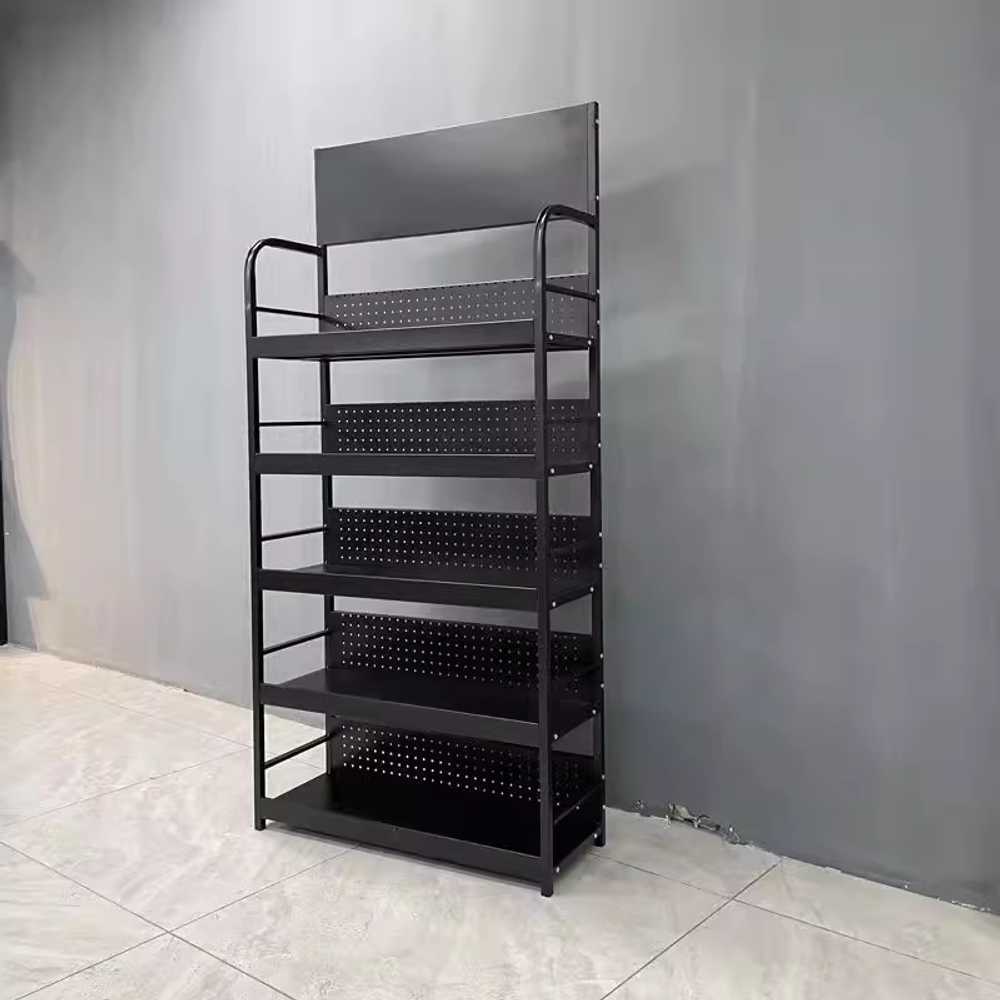 매대 진열대 철제선반 코너 휴대폰 쿠키 바구니 슈퍼 170x80cm 블랙/5단 - 상품 이미지