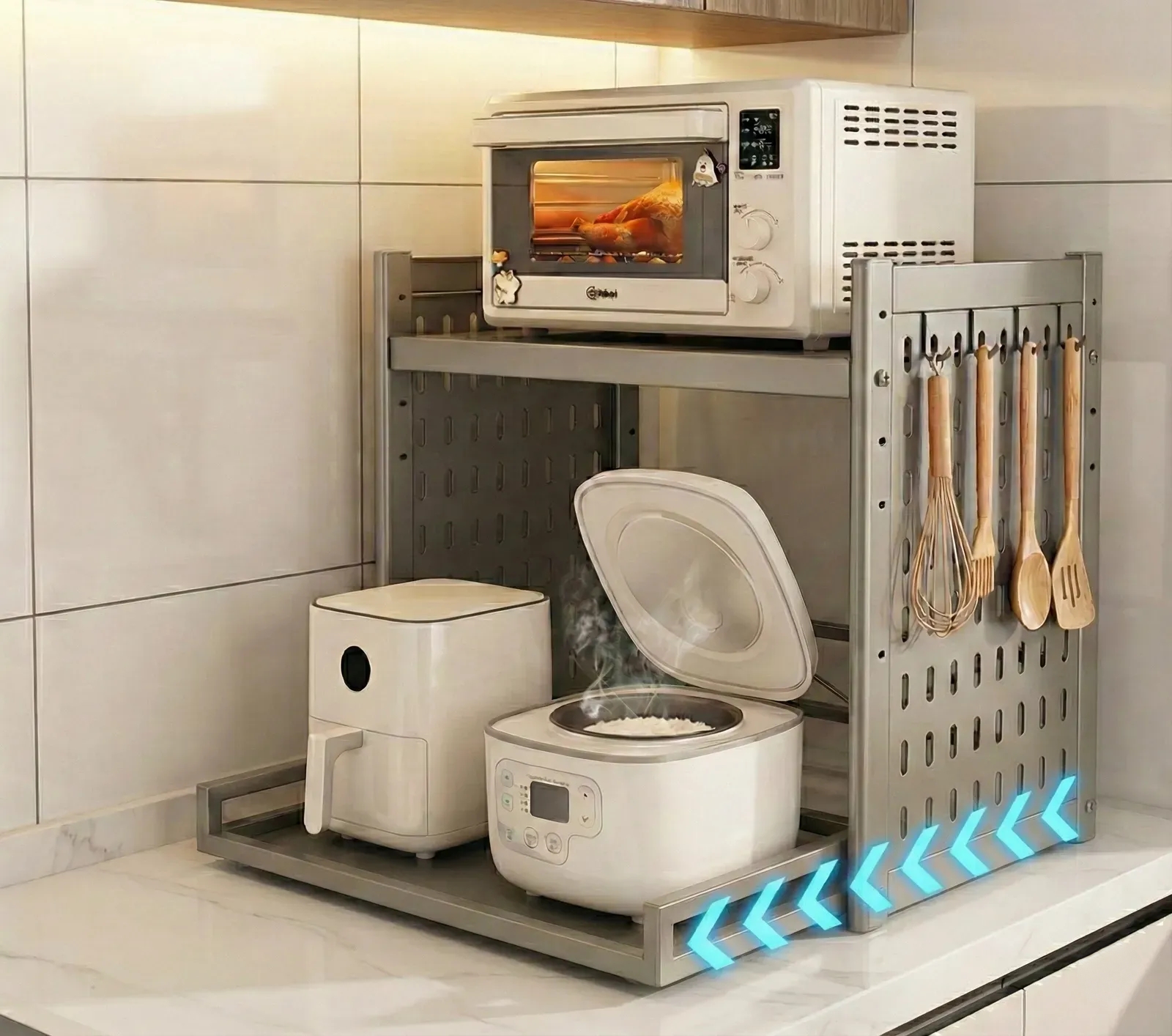 전자렌지거치대 에어프라이어 밥솥 전자레인지 선반 거치대 2단