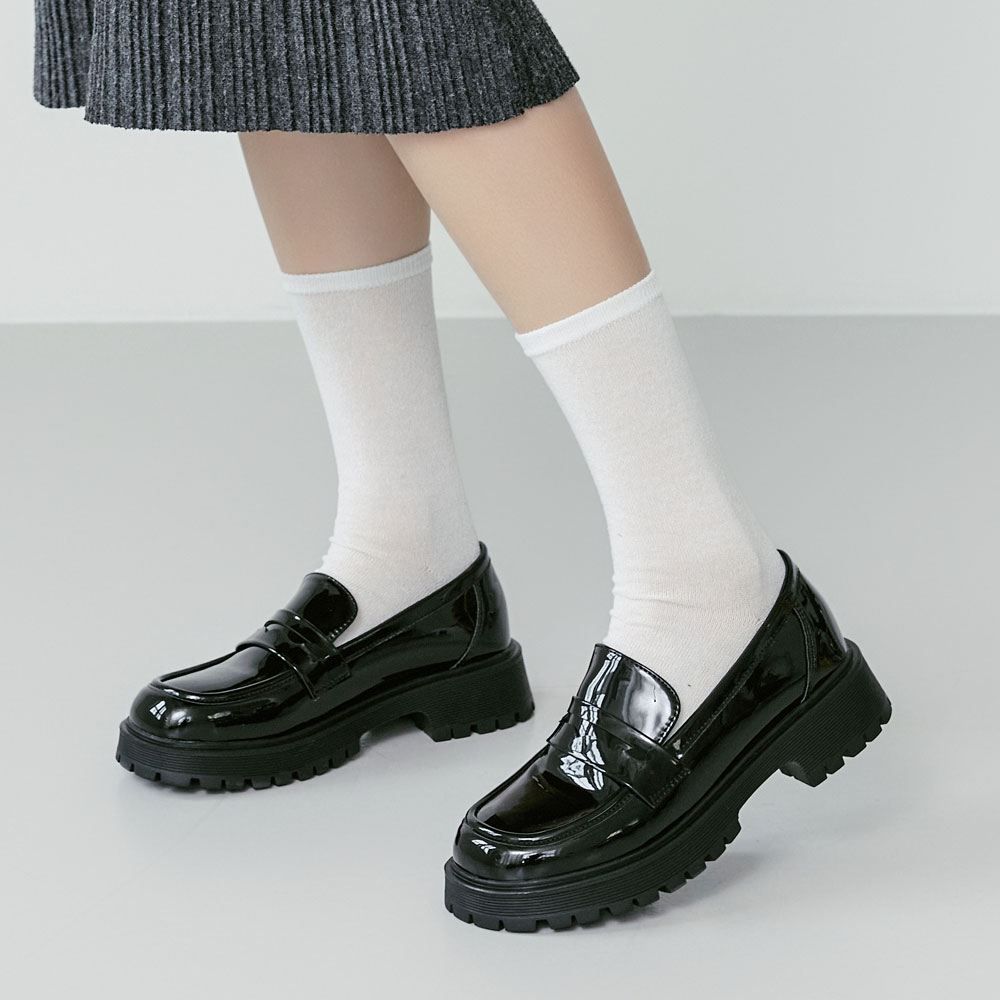 에스유니 부드럽고 발편한 여성 하이틴 청키굽 통굽 로퍼 구두 4cm 이미지 6