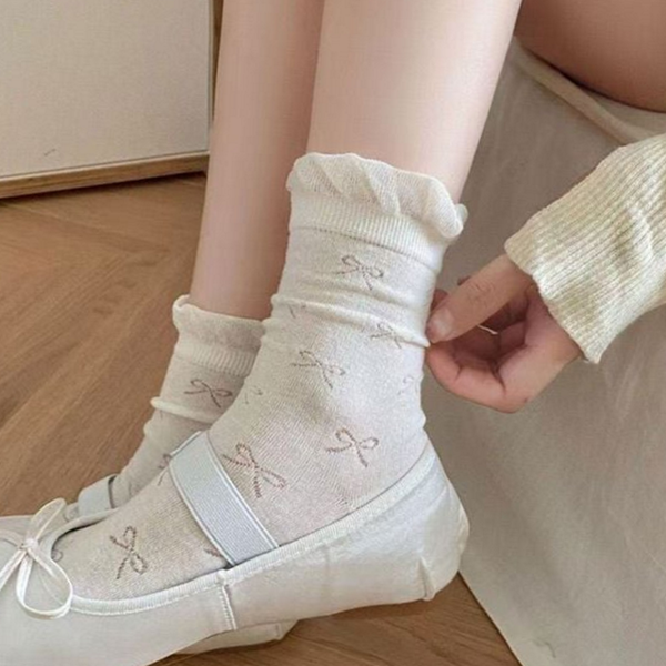 시스루 여자 여름 양말 데일리 여성 펀칭 양말 중목 벌룬 - 상품 이미지