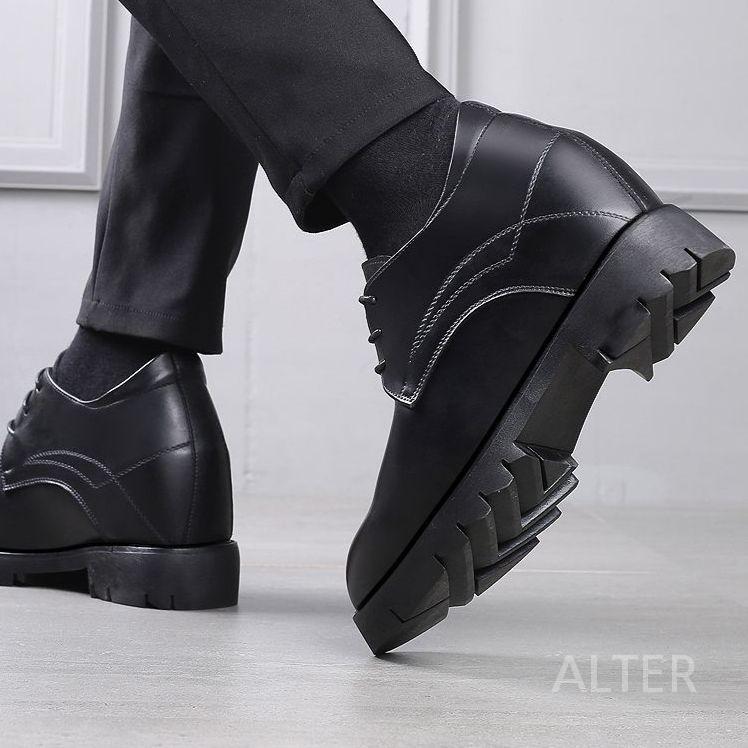 남성 키높이 구두 편한 가죽 로퍼 하이 정장 사계절용 블랙 12cm 35 - 상세 이미지 4