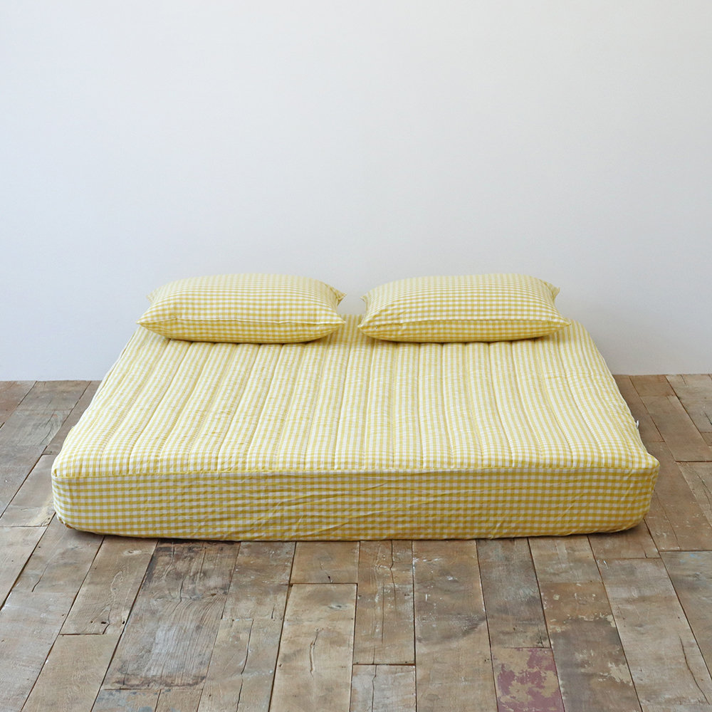 깅엄 체크 워싱 광목 순면 사계절 침대 매트리스 커버 누빔 SS