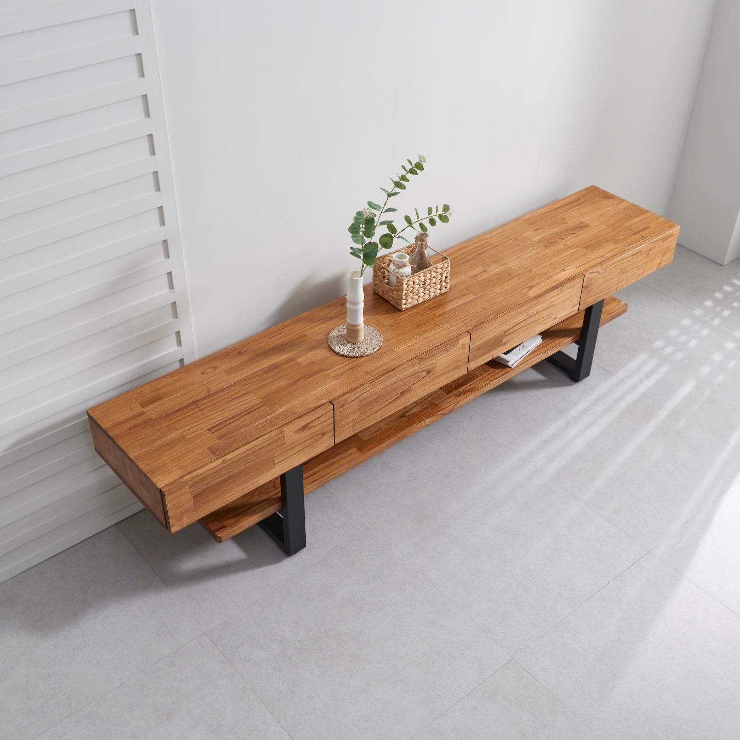 웨스트포트 참죽 북유럽 원목거실장 티비다이 TV거실장 2100mm, 월넛