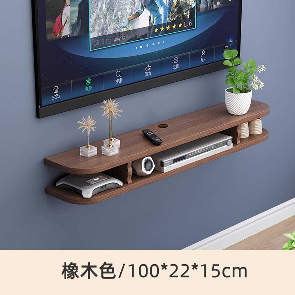 벽걸이 TV 선반 수납 거실장 와이파이 공유기 원목 100cm / 브라운 이미지 6