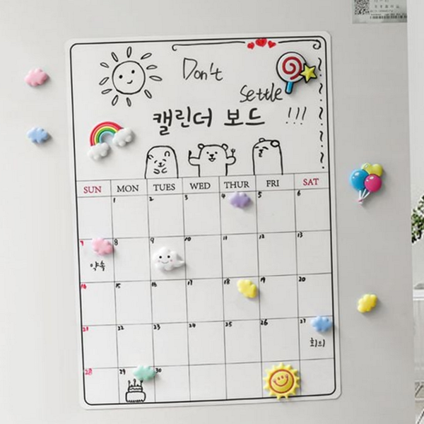 붙이는 자석 화이트 보드 월간 캘린더 보드 스케줄러 냉장고 학습 - 상품 이미지