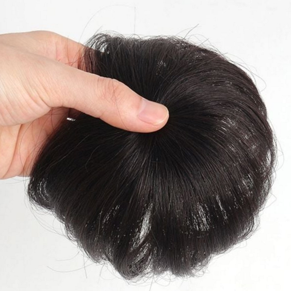 자연 인모 부분 가발 블랙 인모 정수리 가발 커버 앞머리 - 메인 이미지