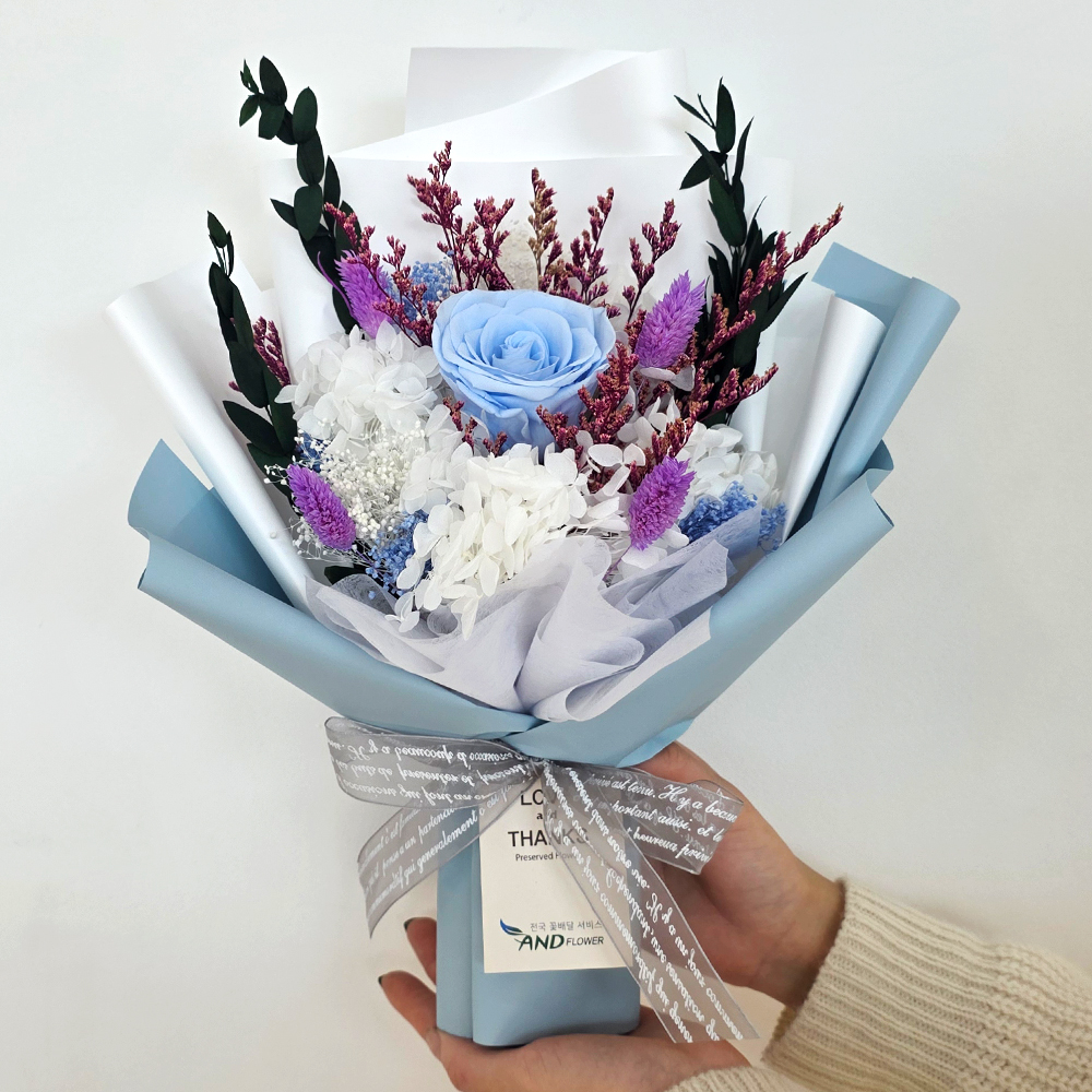 시들지않는 생화 프리저브드플라워 + 쇼핑백 졸업식 입학식 생일 축하 학예회 꽃다발 꽃배달