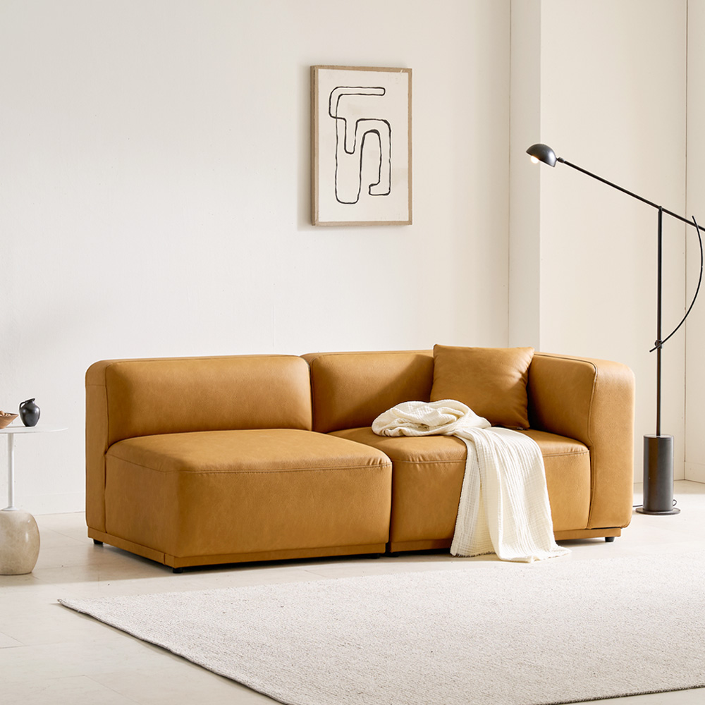 케이하우스홀드 켄지 3인 3.5인 오픈형 실리콘가죽 비건레더 가죽소파 국내제작