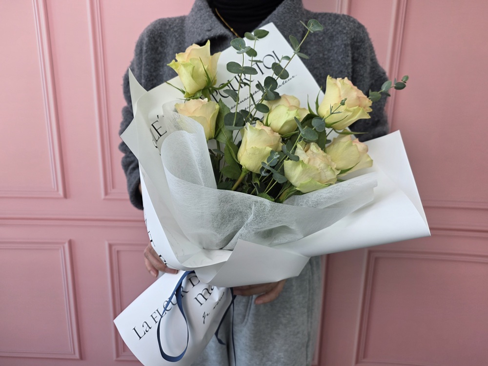 유스풀몰 로맨틱 파스텔 장미 한다발(포장포함) 꽃 생화택배