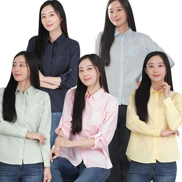 옥스포드 여성 면 셔츠 카라 여성 기본 셔츠 남방 무지 - 상품 이미지