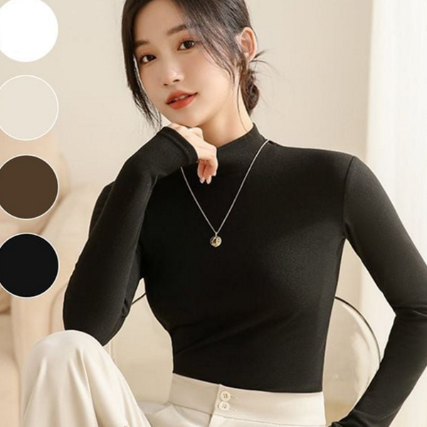 베이직 여성 기모 티셔츠 데일리 여성 반목 티셔츠 목폴라 이너 - 상품 이미지