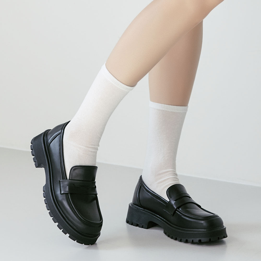 에스유니 부드럽고 발편한 여성 하이틴 청키굽 통굽 로퍼 구두 4cm - 상세 이미지 3