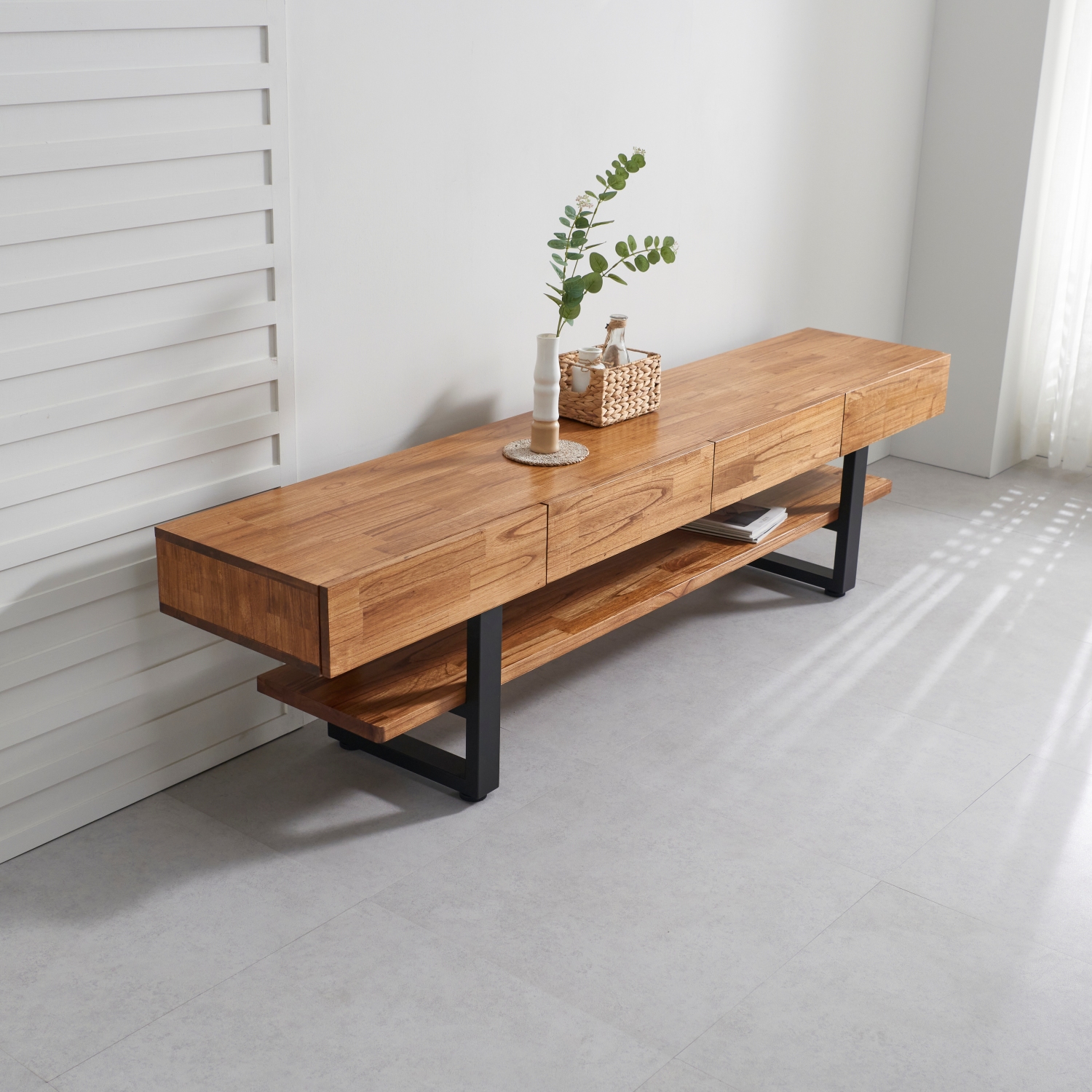 웨스트포트 참죽 북유럽 원목거실장 티비다이 TV거실장 2100mm, 월넛