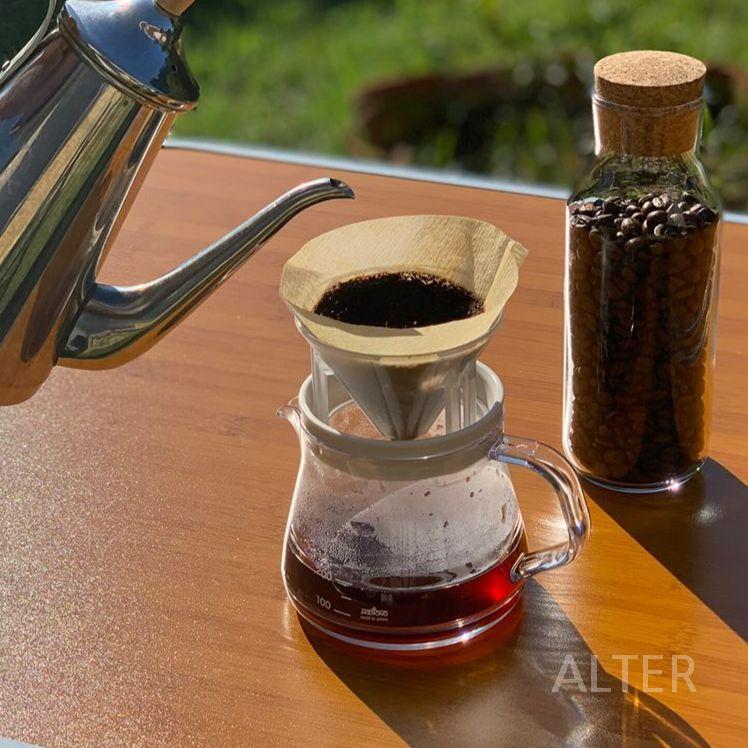 커피 서버 포트 저그 핸드드립 주전자 커피포트 검정 뚜껑 400ml - 상세 이미지 3