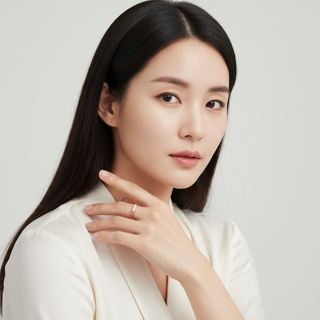 심플 플랫 타원 각인 반지 데일리 이니셜 커플 우정 여자 친구 선물 졸업 18K - 상세 이미지 2