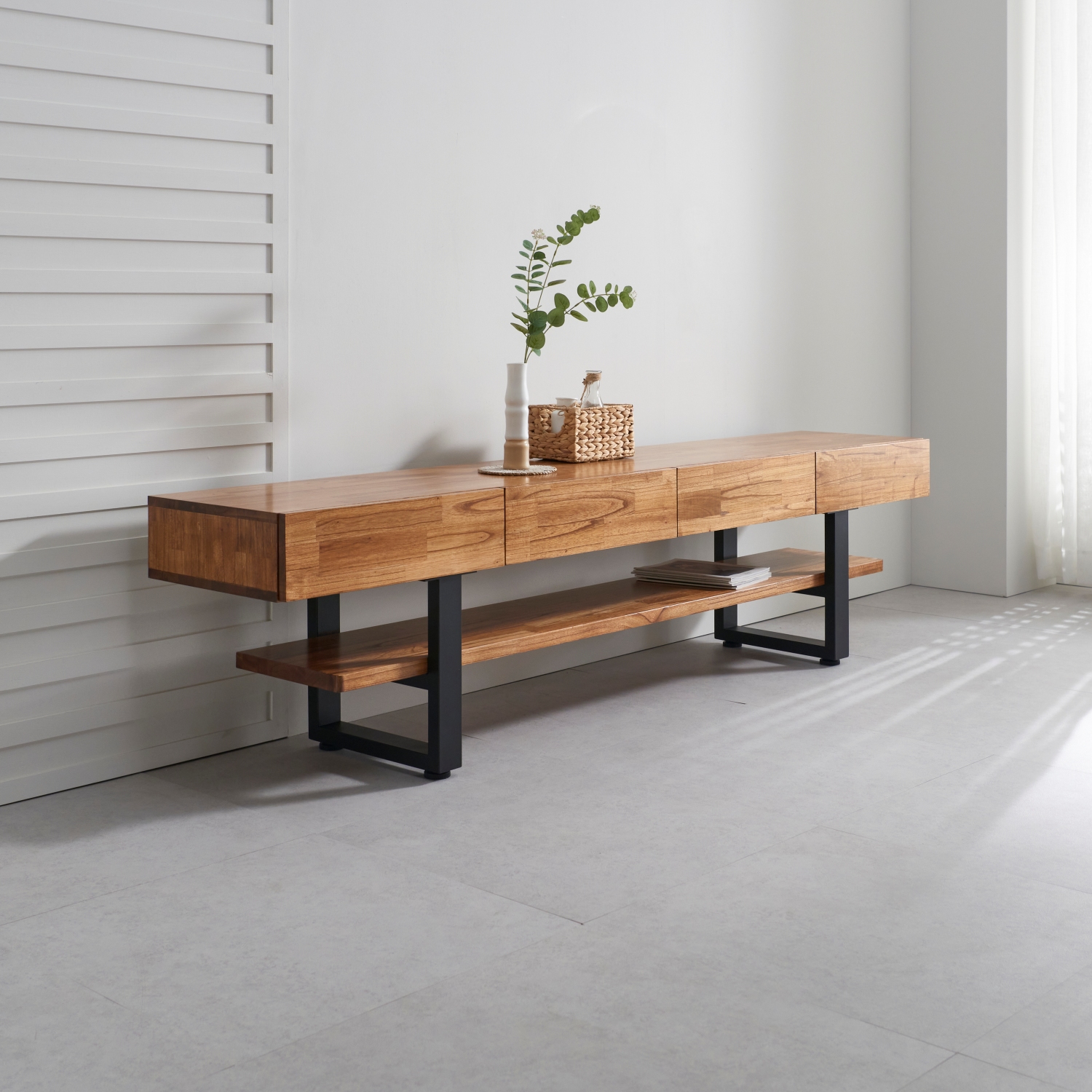 웨스트포트 참죽 북유럽 원목거실장 티비다이 TV거실장 2100mm, 월넛