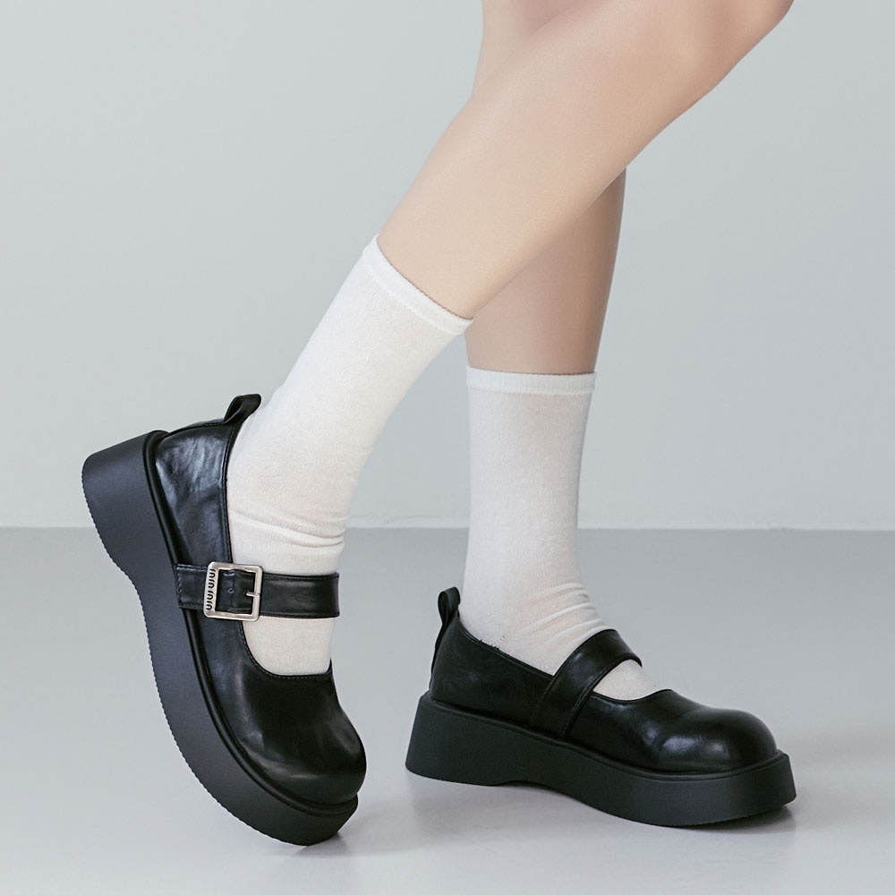에스유니 라운드토 스트랩 메리제인 데일리 여성 통굽 로퍼 6cm - 상세 이미지 3