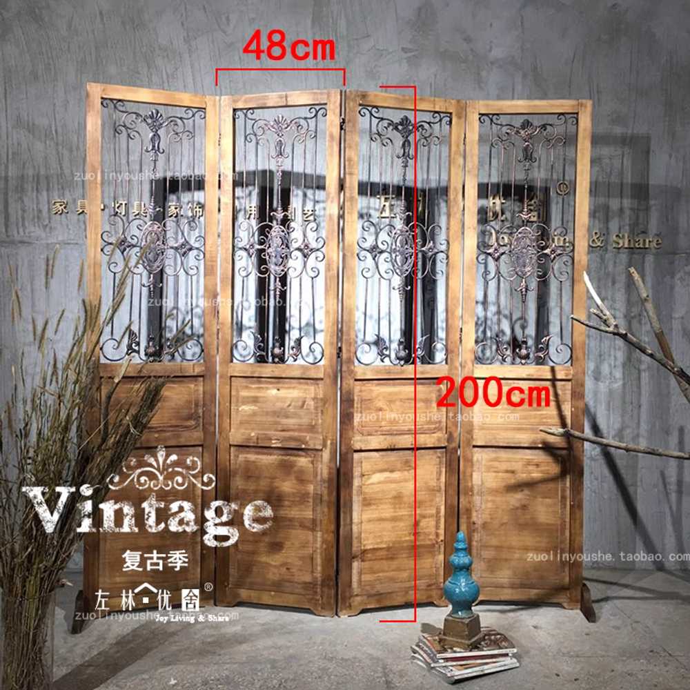 엔틱 파티션 인테리어 공간분리 접이식 유럽풍 나무 183x48cm - 상세 이미지 3