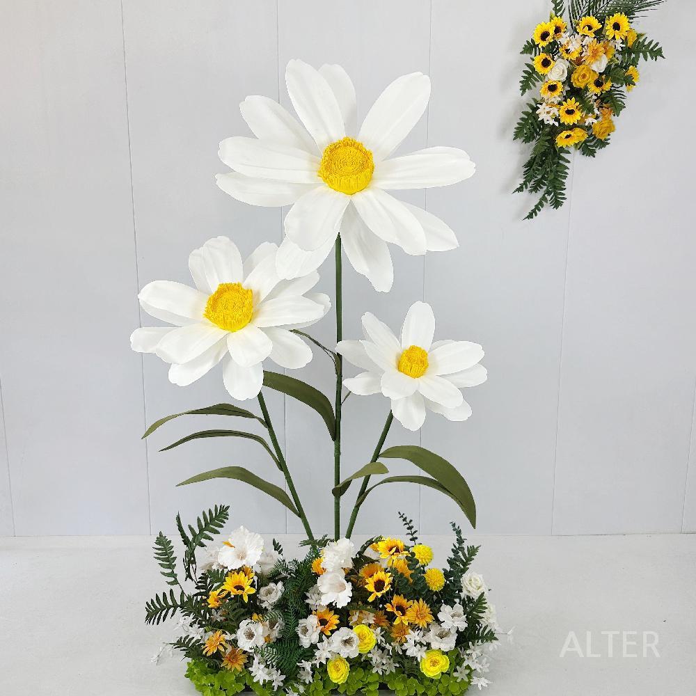 꽃포토존 플라워 종이꽃 파티 장식 조화 데이지 웨딩 대형 3개 (90x60x50cm) - 상세 이미지 2