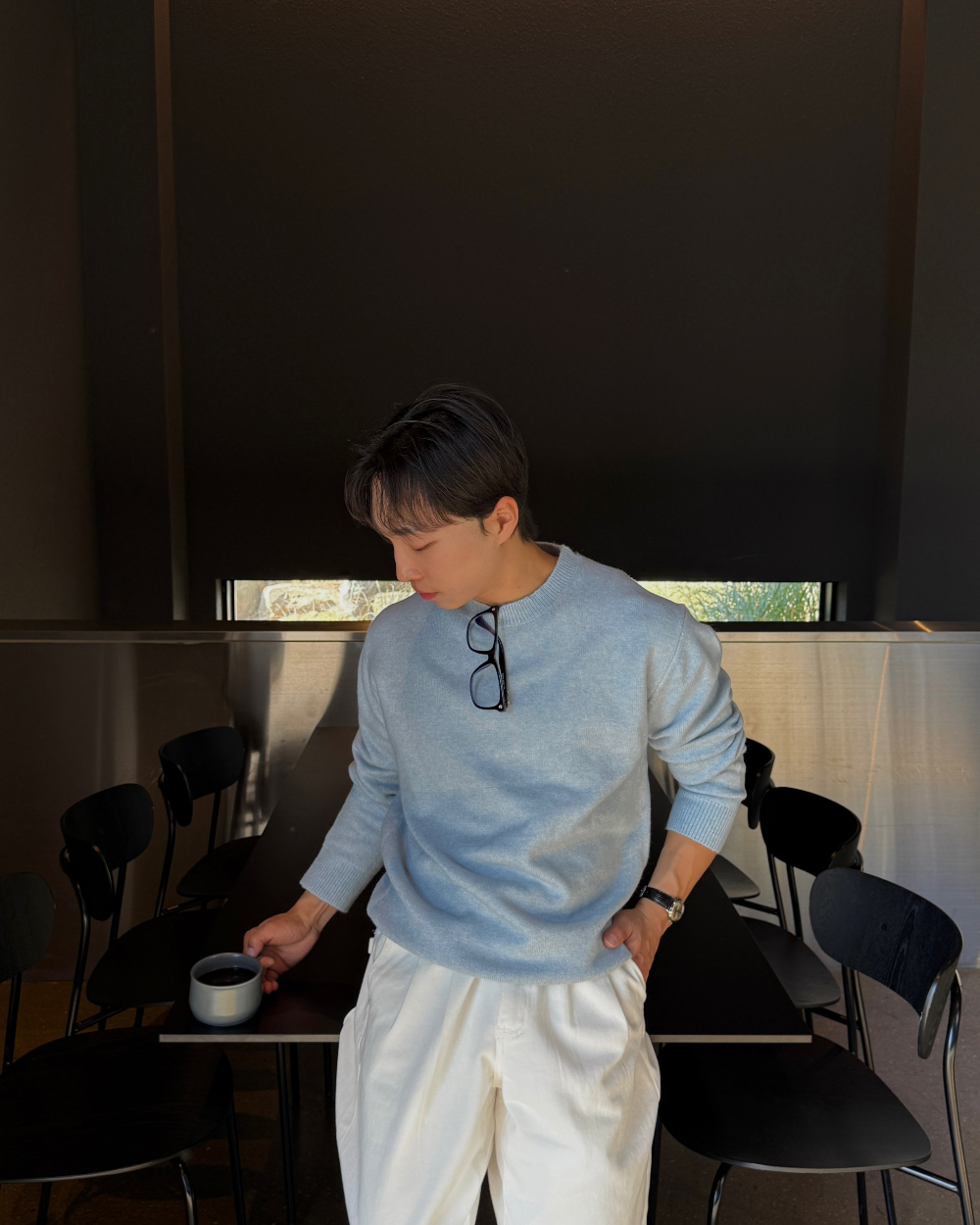 아웃핏 남자 데일리 라운드 니트 8colors 겨울 커플니트 커플룩 시밀러룩 - 상세 이미지 5