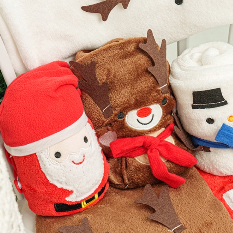 크리스마스캐릭터담요 산타루돌프눈사람 극세사담요 초등크리스마스단체선물 - 상품 이미지