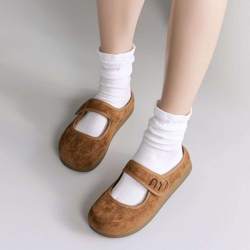 에스유니 부드러운 기모안감 메리제인 둥근코 벨크로 스웨이드 뮬 털슬리퍼 3.5cm - 상세 이미지 4
