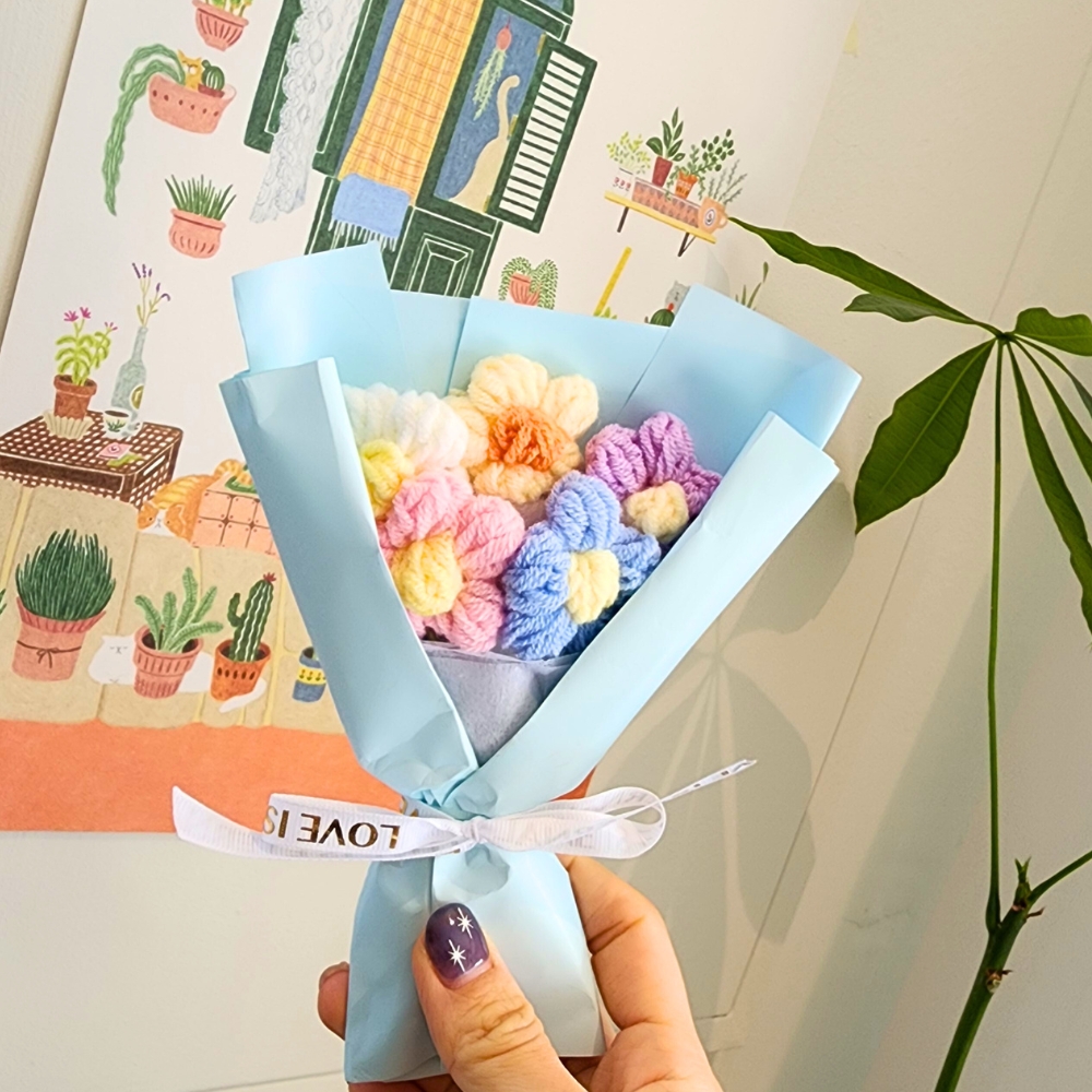 한송이 꽃다발 뜨개 졸업식 졸업 꽃 완제품 학예회 발표회 재롱잔치 이미지 7