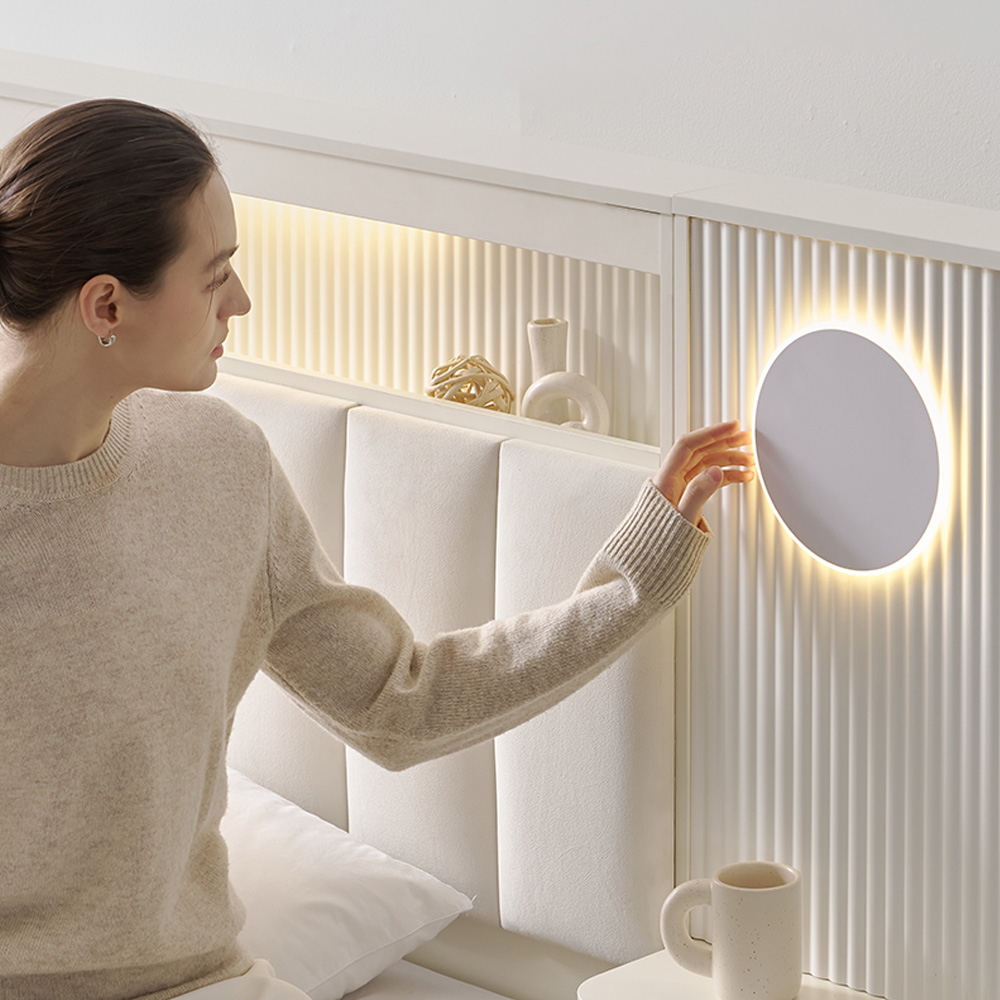 무디켄 엘리오 LED 패브릭 템바보드 호텔 헤드 수납 침대프레임 Q(퀸), 밀키 크리스탈