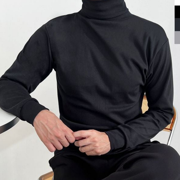캐주얼 남성 목폴라 폴라티 데일리 남자 면목티 티셔츠 - 상품 이미지