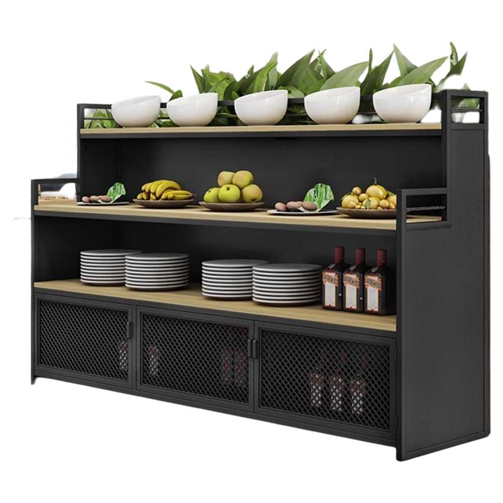 레스토랑 뷔페 테이블 샐러드 코너 조립형 매장 집기 100x40x110cm 블랙 - 상품 이미지