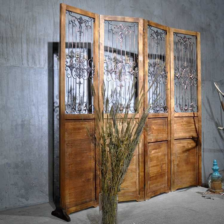 엔틱 파티션 인테리어 공간분리 접이식 유럽풍 나무 183x48cm - 상품 이미지