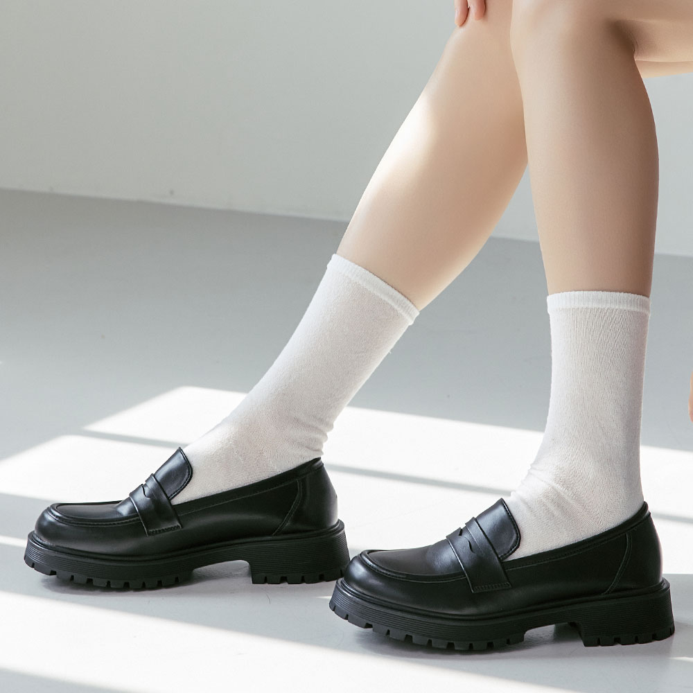 에스유니 부드럽고 발편한 여성 하이틴 청키굽 통굽 로퍼 구두 4cm - 상세 이미지 5