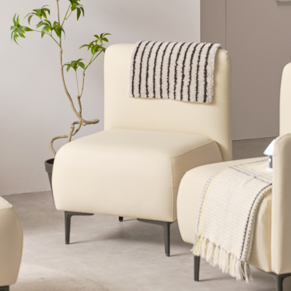 모듈형 미니 원룸 소파 실리콘 가죽 폭좁은쇼파 피콕 아이보리, 1인용