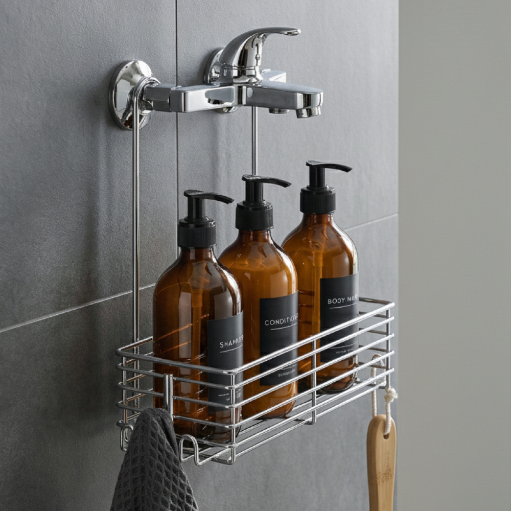 헴마픽스 스텐304 무타공 욕실선반 올스텐 걸이형 화장실 수납 선반 제품 이미지