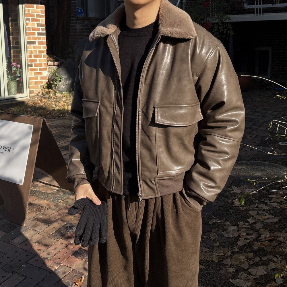 남자무스탕 가죽무스탕 블루종 - 상품 이미지