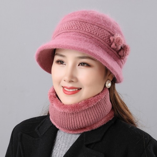 6col 목도리 세트 중년 여성 모자 여성목도리 모자세트 연말선물 할머니모자 여성겨울모자 - 상품 이미지