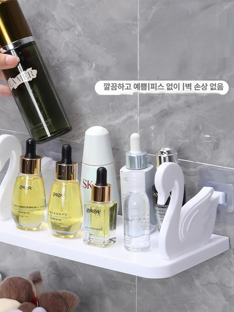 욕실 벽걸이 무타공 수납 세면대 정리대 주방 조리대 용 화이트 1개 1개 세트 - 상세 이미지 2