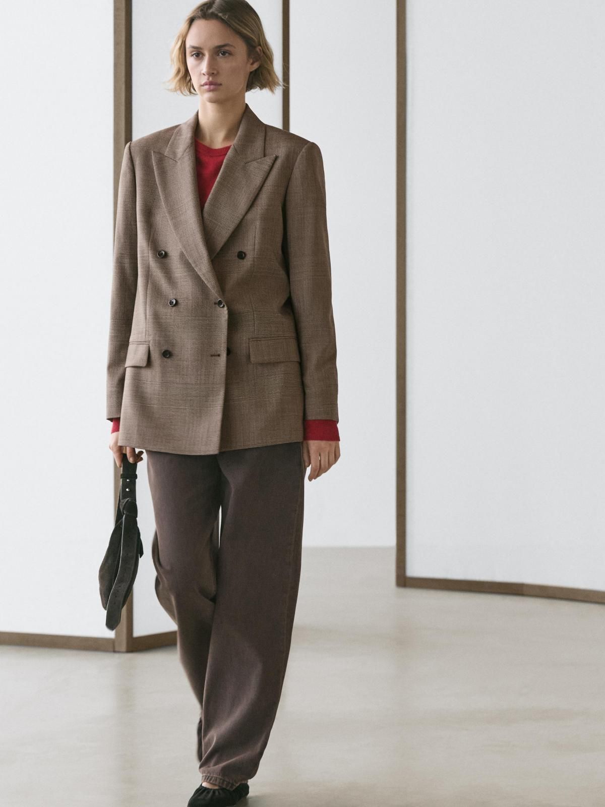 마시모두띠 체크 더블 울 테일러드 블레이저 6000/648 BEIGE - 상세 이미지 3