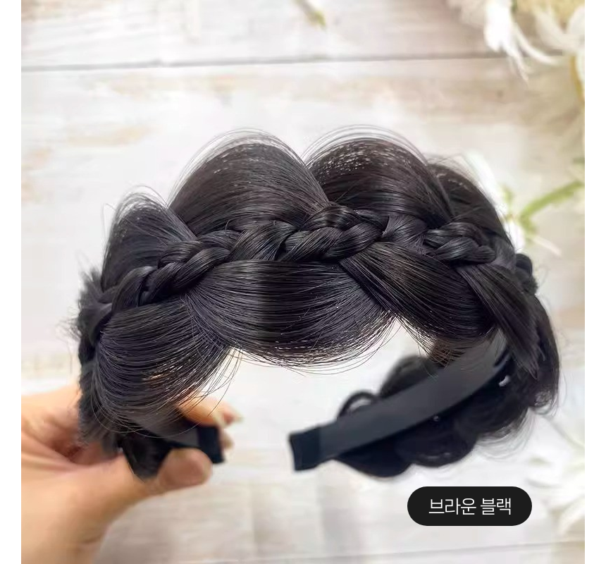 [볼륨끝판왕] 애니윙 땋은 머리 헤어밴드 볼륨업 부분가발 - 상세 이미지 4