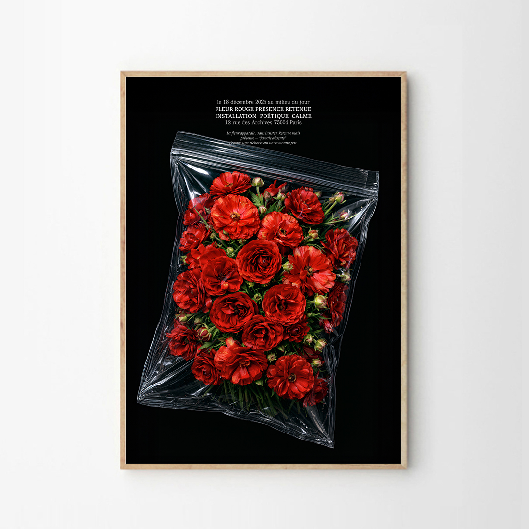 애시드로우 현관 풍수지리 개업선물 금전 건강운 인테리어액자 red flower A2 - 상품 이미지