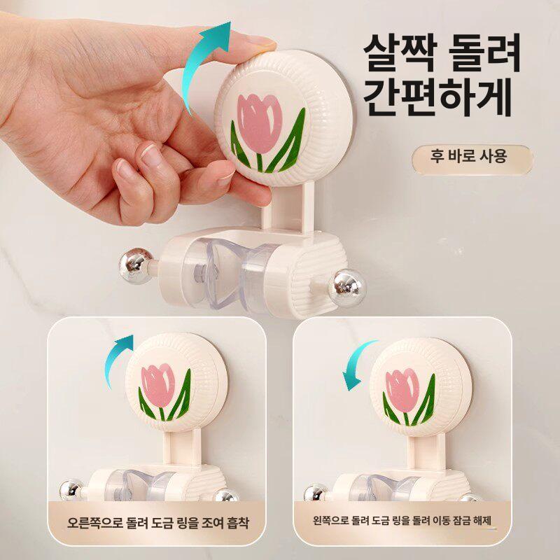 흡착식 욕실 거치대 이동식 용 고정형 놀이방 욕실용 체리블라썸핑크 1개 이미지 6